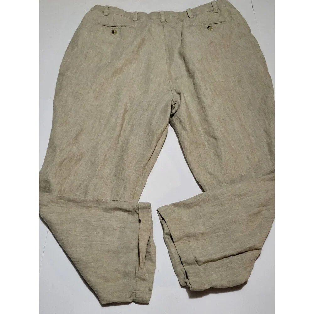 Jos. A Banks Traveler's Collection 100% Linen Tan Pants Size Men's 40x30